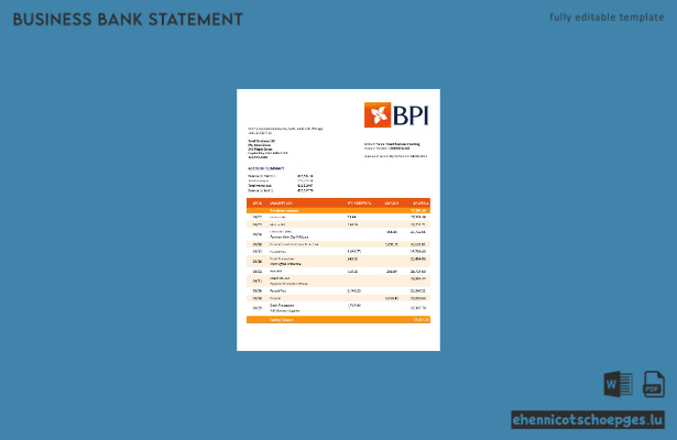 Beispiel eines Kontoauszugs der Banco BPI (Word- und PDF-Datei)
